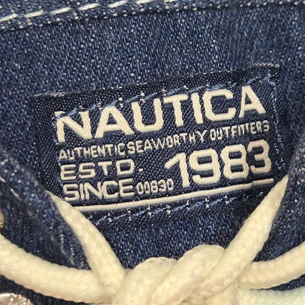 Nautica Galley Mens Denim Boat Shoes Navy Blue Textile‎ Sneakers Size 11 JMJH